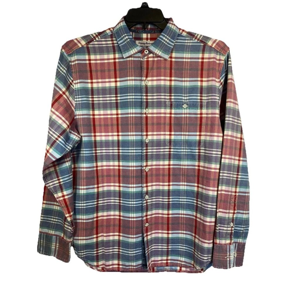 Tommy Bahama Men's Small Pale Wisteria Kookabura Plaid Long Sleeve Shirt - Picture 6 of 9